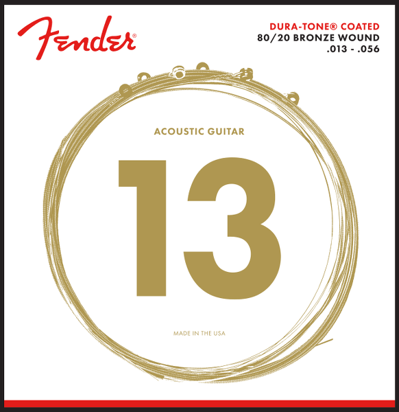 Fender 880M Acoustic String Set, 80/20 Bronze, Dura-Tone Coated, .013-.056 - A Strings