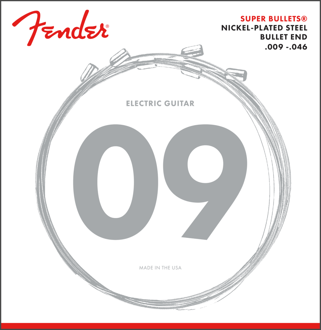 Fender 3250LR Super Bullet Electric Guitar Strings, Nickel Plated Steel, Bullet End, .009-.046 - A Strings