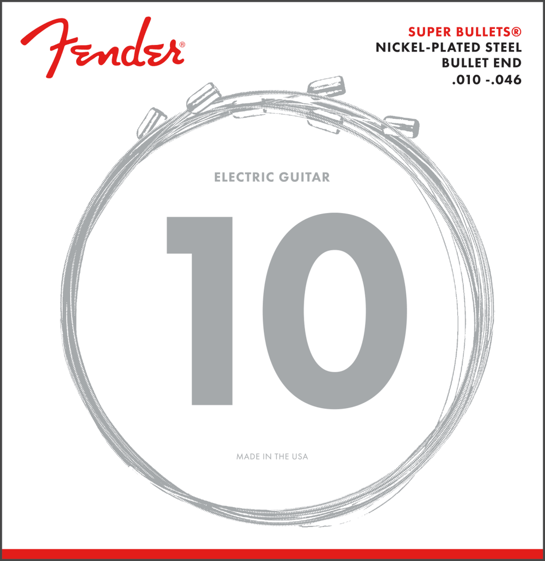 Fender 3250R Super Bullet Electric Guitar Strings, Nickel Plated Steel, Bullet End, .010-.046 - A Strings