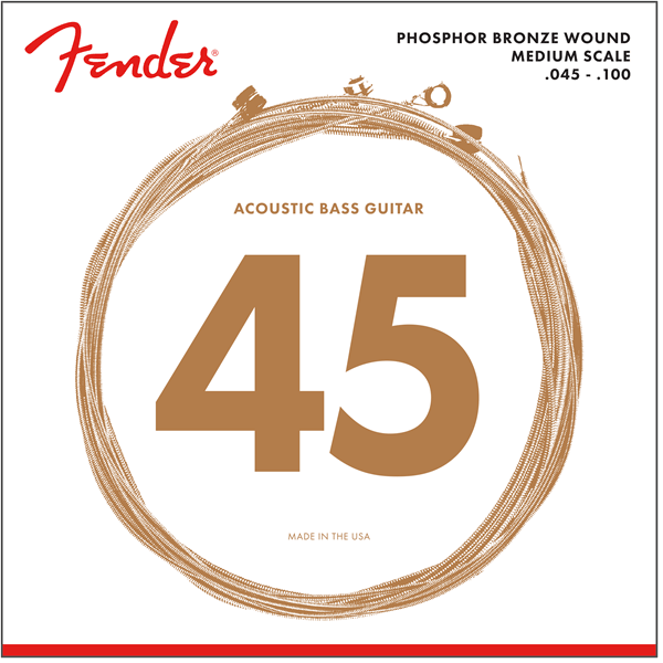 Fender 7060 Acoustic Bass String Set, Phosphor Bronze, .45-.100 - A Strings