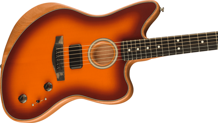 Fender American Acoustasonic Jazzmaster, Tobacco Sunburst, Ebony Fingerboard - A Strings