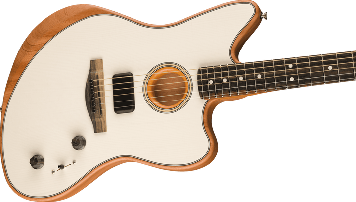 Fender American Acoustasonic Jazzmaster, Arctic White, Ebony Fingerboard - A Strings