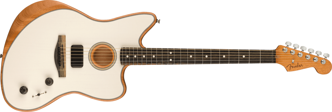 Fender American Acoustasonic Jazzmaster, Arctic White, Ebony Fingerboard - A Strings