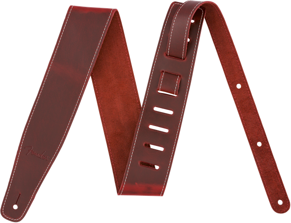 Fender Broken-In Leather Strap, Red 2.5"