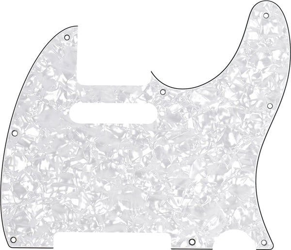 Pickguard Fender, Tele, 8 trous, moto blanche