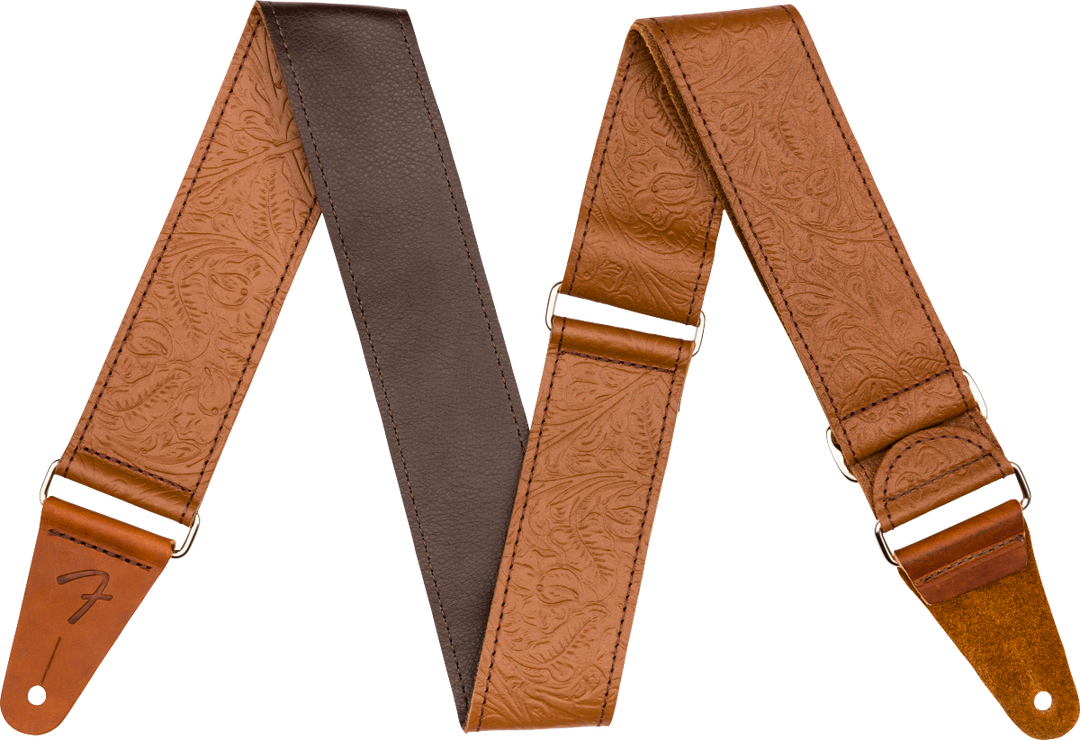 Fender Tooled Leather Guitar Strap, 2", Brown