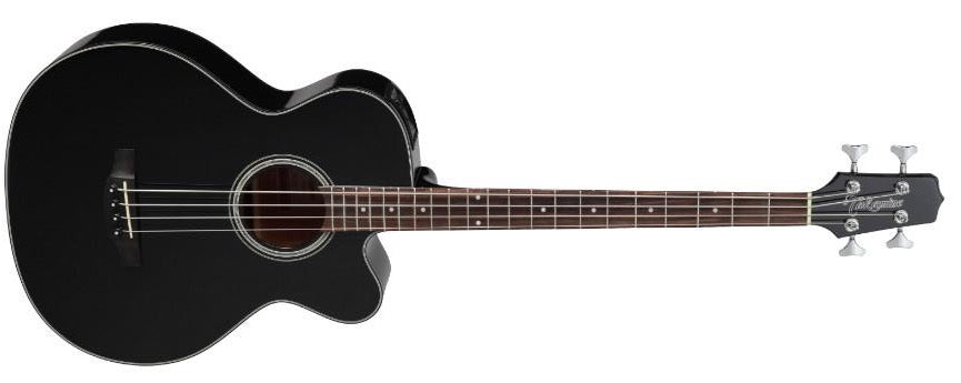 Bajo acústico Takamine GB30CE-BLK, tapa de abeto macizo, fondo de caoba con pastilla TK-40D, color negro