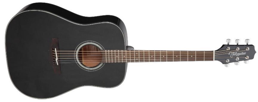 Takamine GD30-BLK Dreadnought, tapa de abeto macizo, fondo de caoba, negro