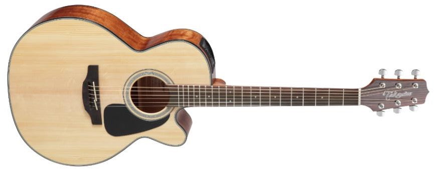 Takamine GN30CE-NAT NEX Cutaway, tapa de abeto macizo brillante, fondo de caoba con pastilla TP-4TD