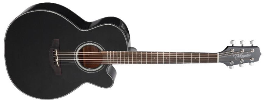 Takamine GN30CE-BLK NEX Cutaway, tapa de abeto macizo negro brillante, fondo de caoba con pastilla TP-4TD