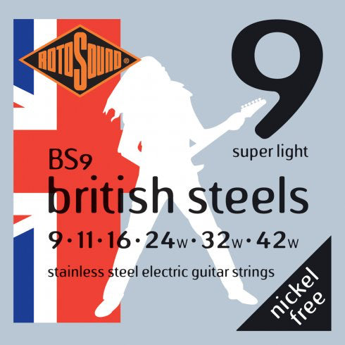 Jeu de cordes pour guitare électrique Rotosound British Steels, .009-.042