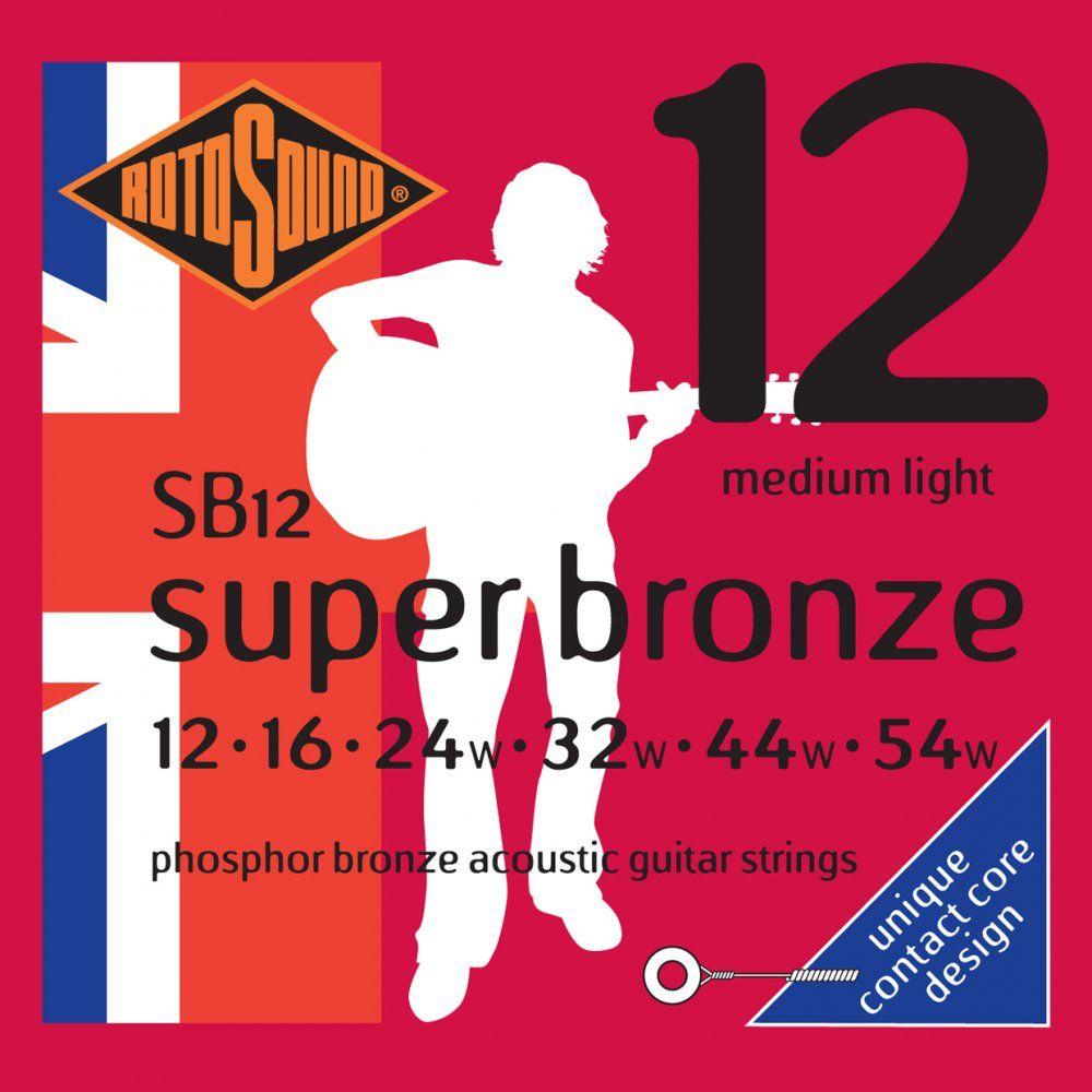 Rotosound Super Bronze Acoustic Guitar String Set, Phosphor Bronze, .012-.054