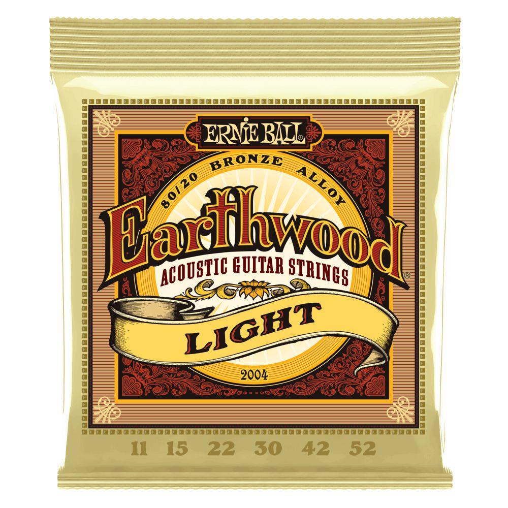 Ernie Ball Earthwood Acoustic Guitar String Set, 80/20 Bronze, Light .011-.052 - A Strings