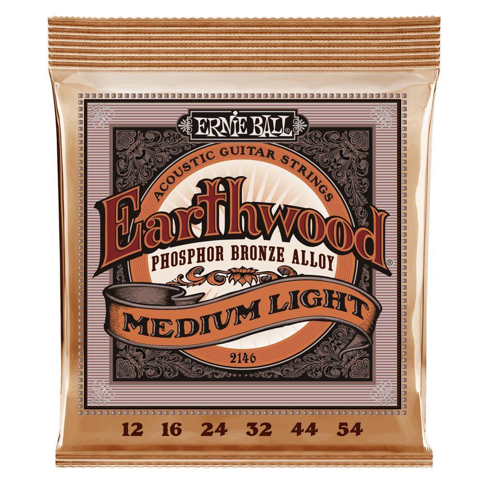 Ernie Ball Earthwood Acoustic Guitar String Set, Phosphor Bronze, Medium Light .012-.054 - A Strings