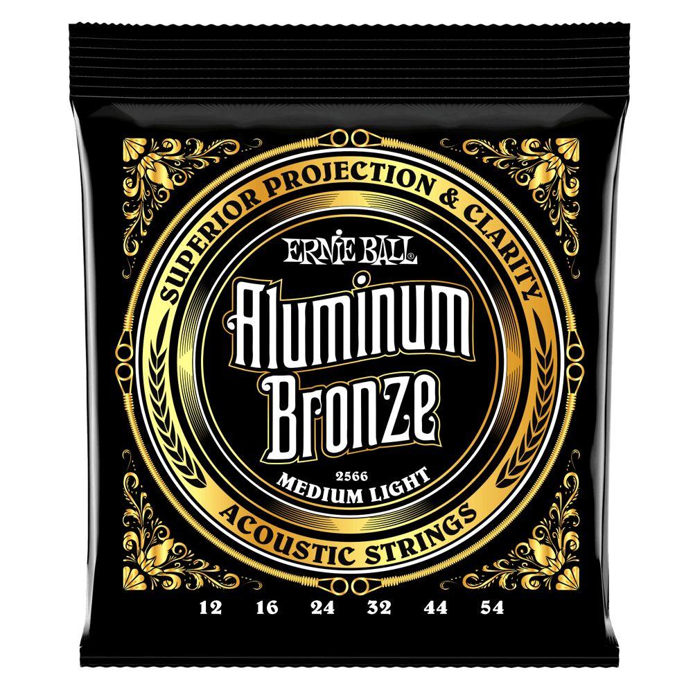 Ernie Ball Aluminium Bronze Acoustic Guitar String Set, Medium Light .012-.054 - A Strings