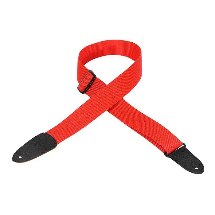 Correa de guitarra Levy's de polipropileno suave de 2" con extremos de cuero - Roja