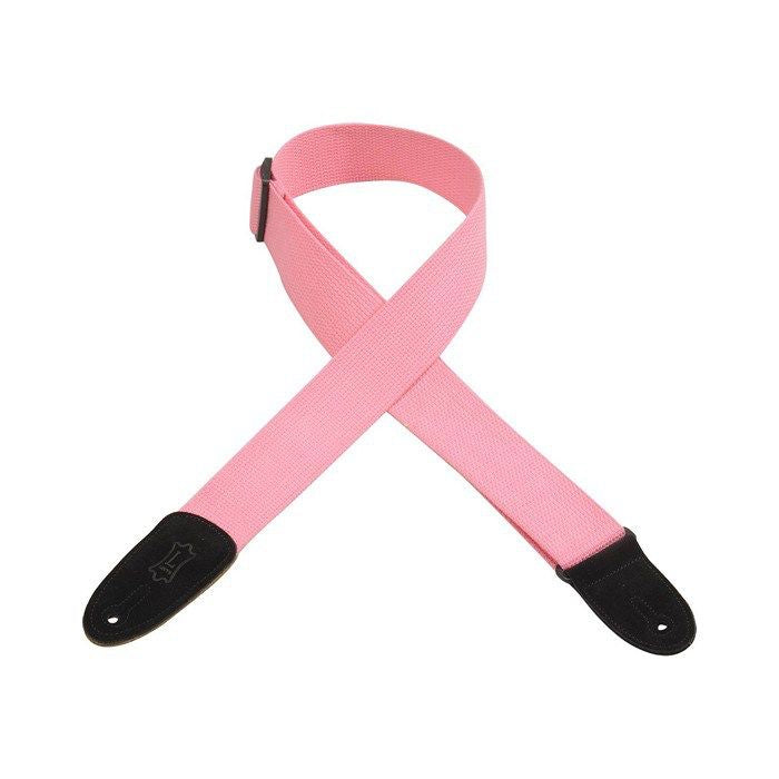 Correa de guitarra de algodón de 2" de Levy con extremos de cuero - Rosa