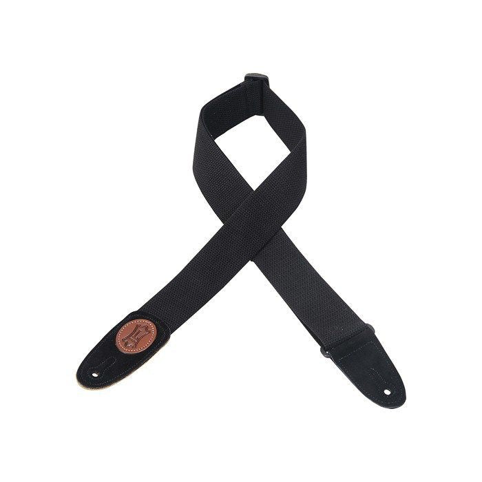 Levy's 2" Cotton Guitar Strap w/Suede Ends & Signature Logo - Black