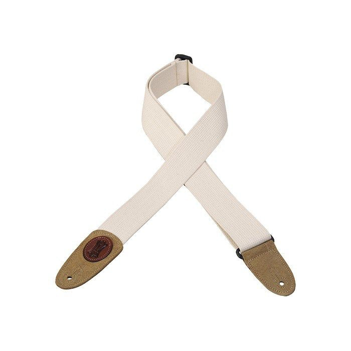 Levy's 2" Cotton Guitar Strap w/Suede Ends & Signature Logo - Natural