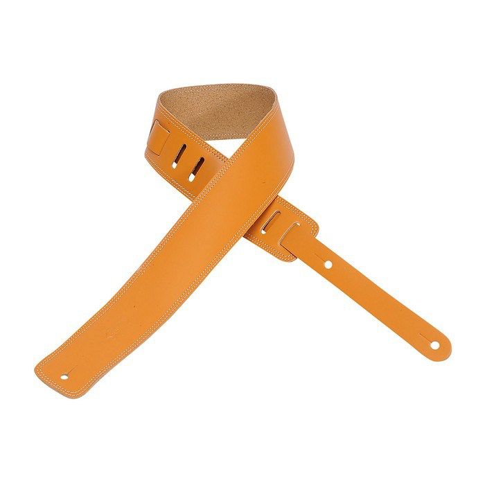 Levy's 2.5" Leather Guitar Strap w/ Decorative Edge Stitching - Tan
