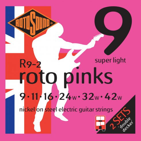Lot de 2 jeux de cordes pour guitare électrique Rotosound Double Decker, .090-.042