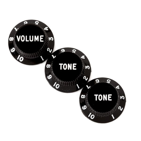 Fender Stratocaster Volume/Tone Knobs, Set of 3, Black