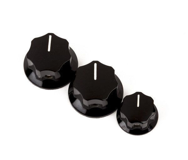 Fender Knobs, Most Jazz Bass Models, Black, Set of 3