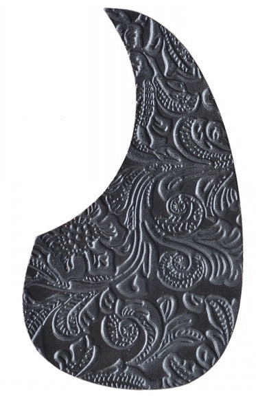 Golpeador de cuero para guitarra acústica RightOn!, diseño de flores negras