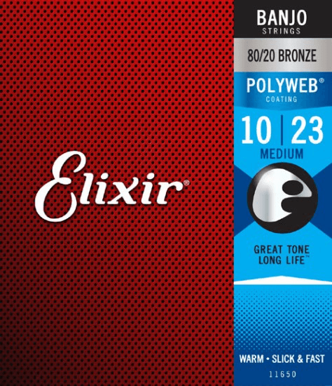 Elixir Polyweb Coated 5-String Banjo String Set, Nickel, .010-.023 - A Strings