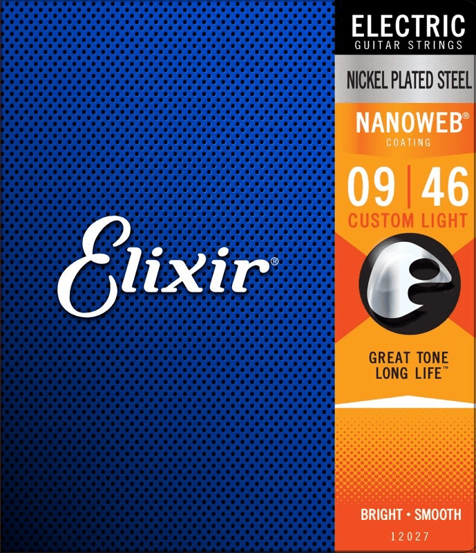 Elixir Nanoweb Coated Electric Guitar String Set, Nickel, .009-.046 - A Strings