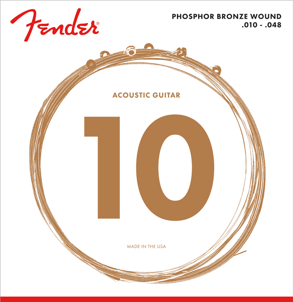 Fender 60XL Acoustic String Set, Phosphor Bronze, .010-.048 - A Strings