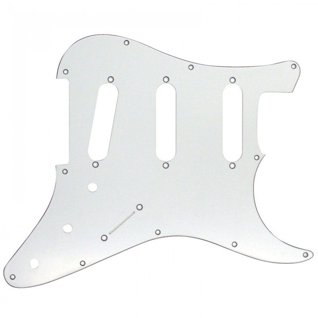 Golpeador para guitarra eléctrica Guitar Tech Stratocaster, 11 orificios, color blanco