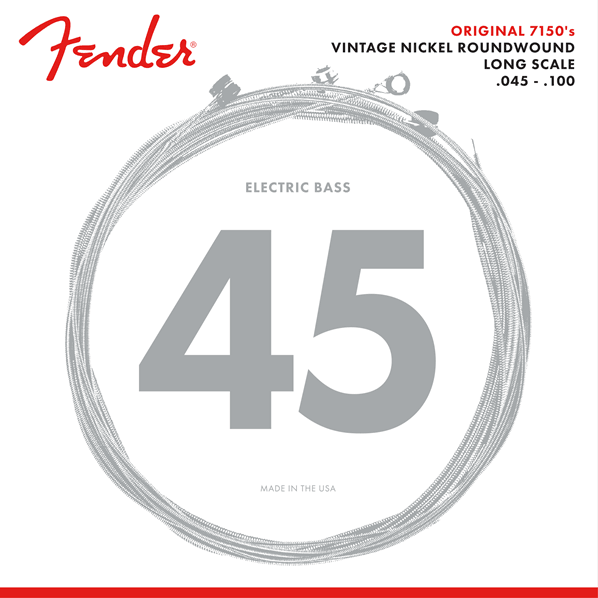 Fender 7150ML Original Bass String Set, Pure Nickel, .045-.100 - A Strings