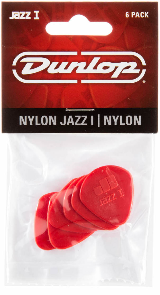 Púas Jim Dunlop Jazz I, paquete de 6, nailon rojo