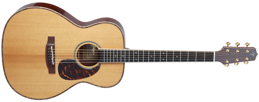 Guitarra Takamine EF75M-TT OM, totalmente maciza, tapa de abeto térmico, fondo de palisandro de Madagascar con pastilla TLD-2