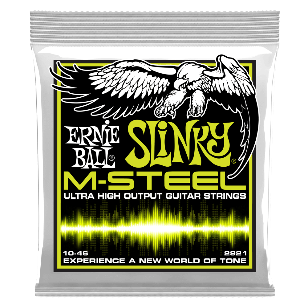 Ernie Ball M-Steel Electric Guitar String Set, Regular Slinky .010-.046 - A Strings