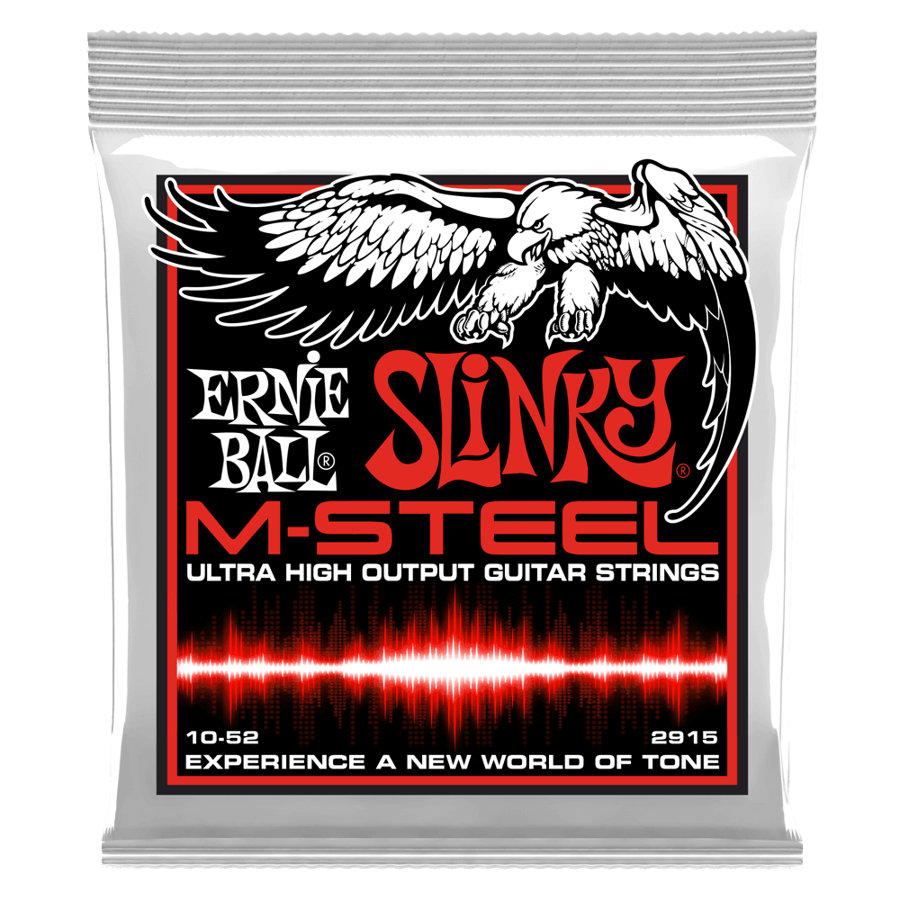 Ernie Ball M-Steel Electric Guitar String Set, Skinny Top/Heavy Bottom .010-.052 - A Strings