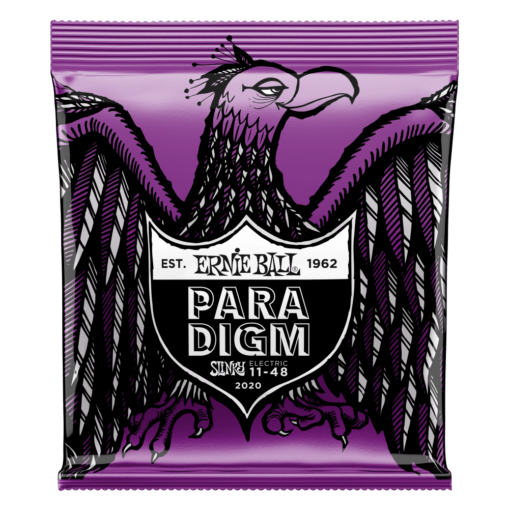 Ernie Ball Paradigm Slinky Coated Electric Guitar Set, Nickel, Power Slinky .011-.048 - A Strings