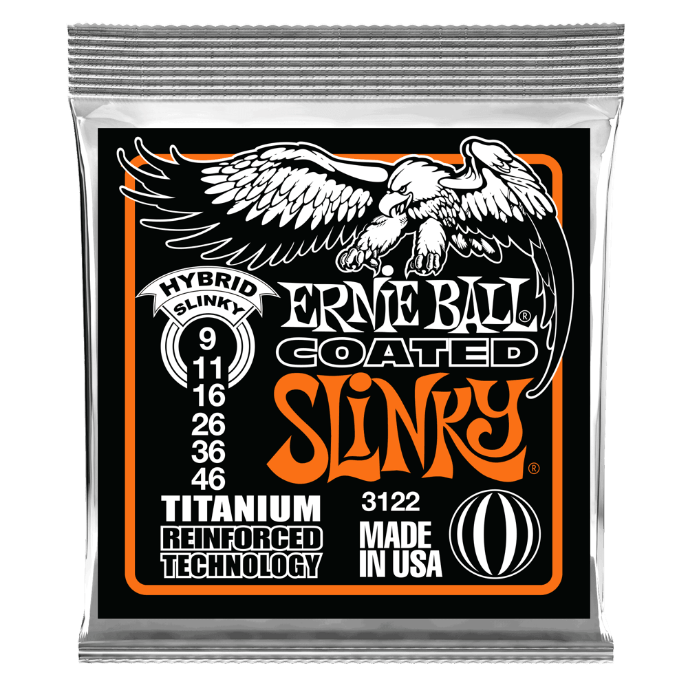 Ernie Ball Coated Titanium Electric Guitar String Set, Titanium, Skinny Top/Heavy Bottom .010-.052 - A Strings