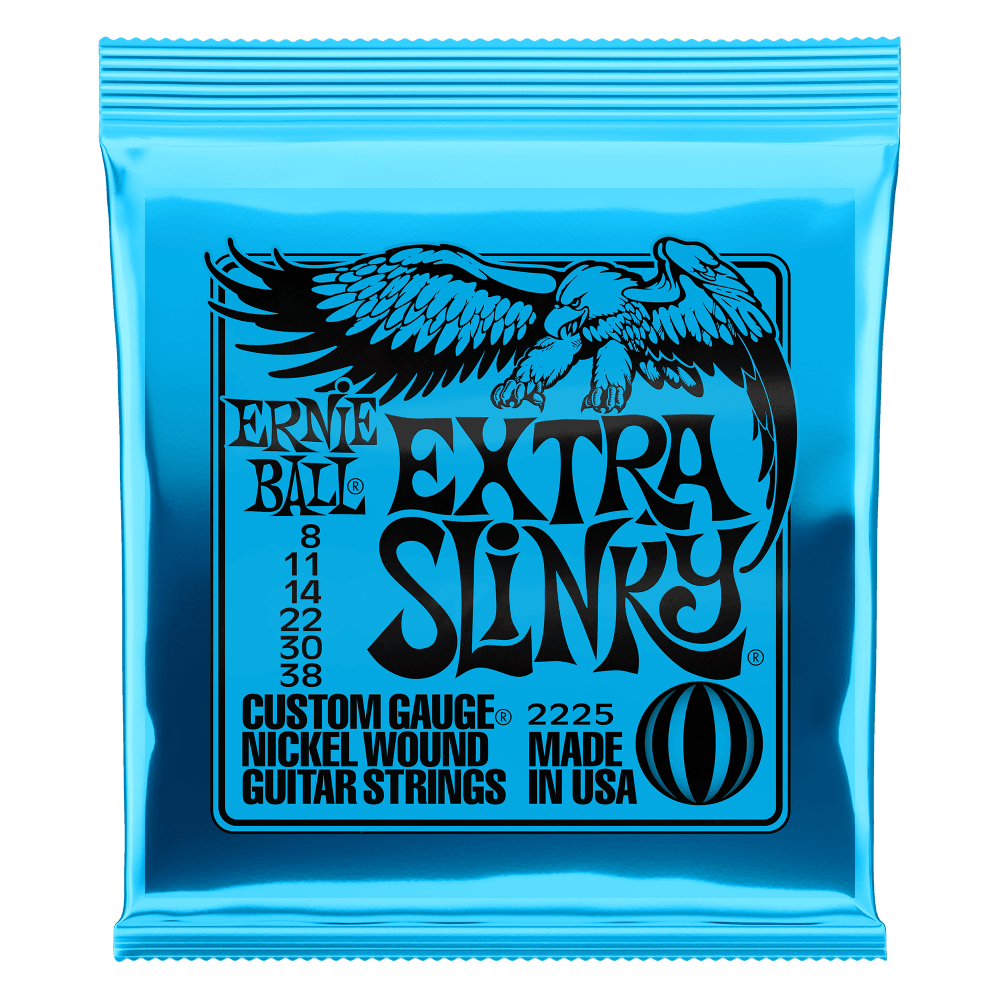 Ernie Ball Electric Guitar String Set, Nickel, Extra Slinky .008-.038 - A Strings