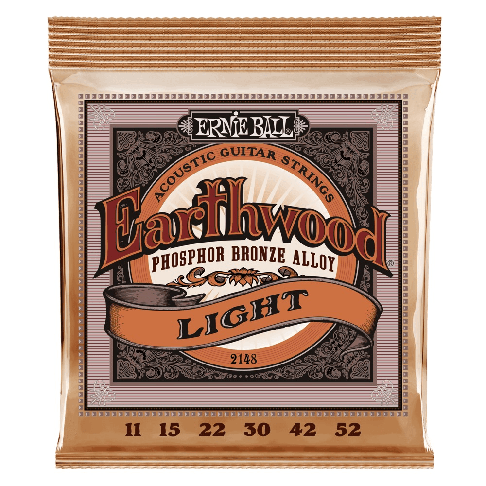 Ernie Ball Earthwood Acoustic Guitar String Set, Phosphor Bronze, Light .011-.052 - A Strings