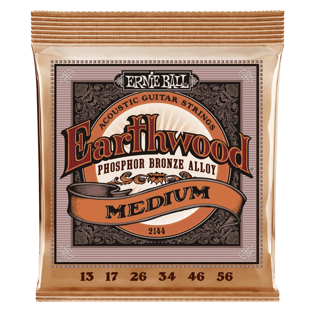 Ernie Ball Earthwood Acoustic Guitar String Set, Phosphor Bronze, Medium .013-.056 - A Strings