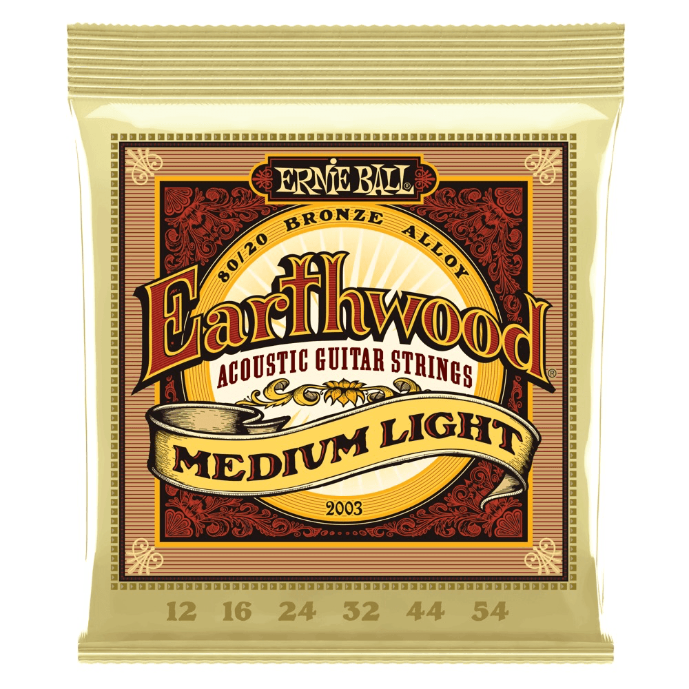 Ernie Ball Earthwood Acoustic Guitar String Set, 80/20 Bronze, Medium Light .012-.054 - A Strings