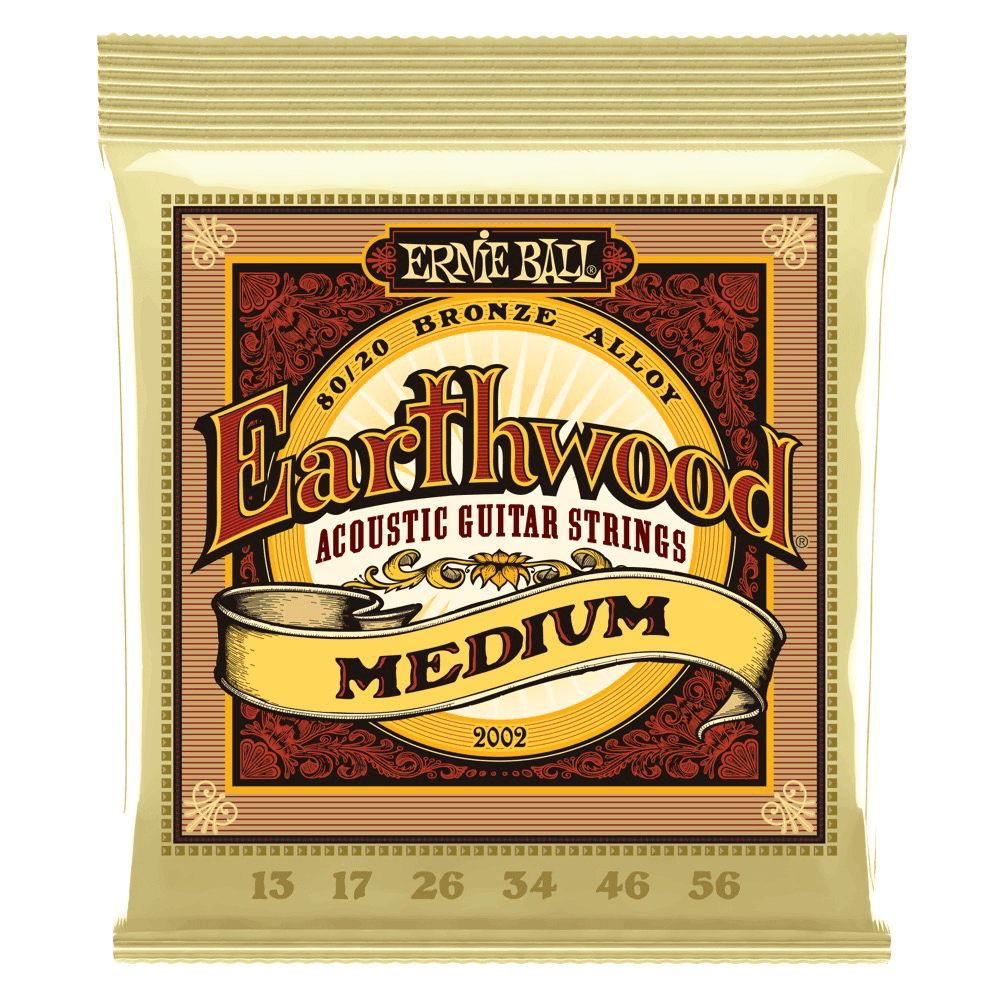 Ernie Ball Earthwood Acoustic Guitar String Set, 80/20 Bronze, Medium .013-.056 - A Strings