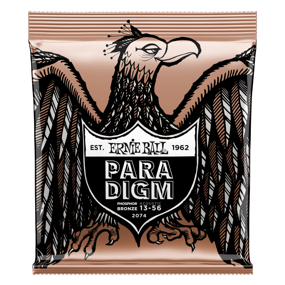 Ernie Ball Paradigm Coated Acoustic Guitar Set, Phosphor Bronze, Medium .013-.056 - A Strings