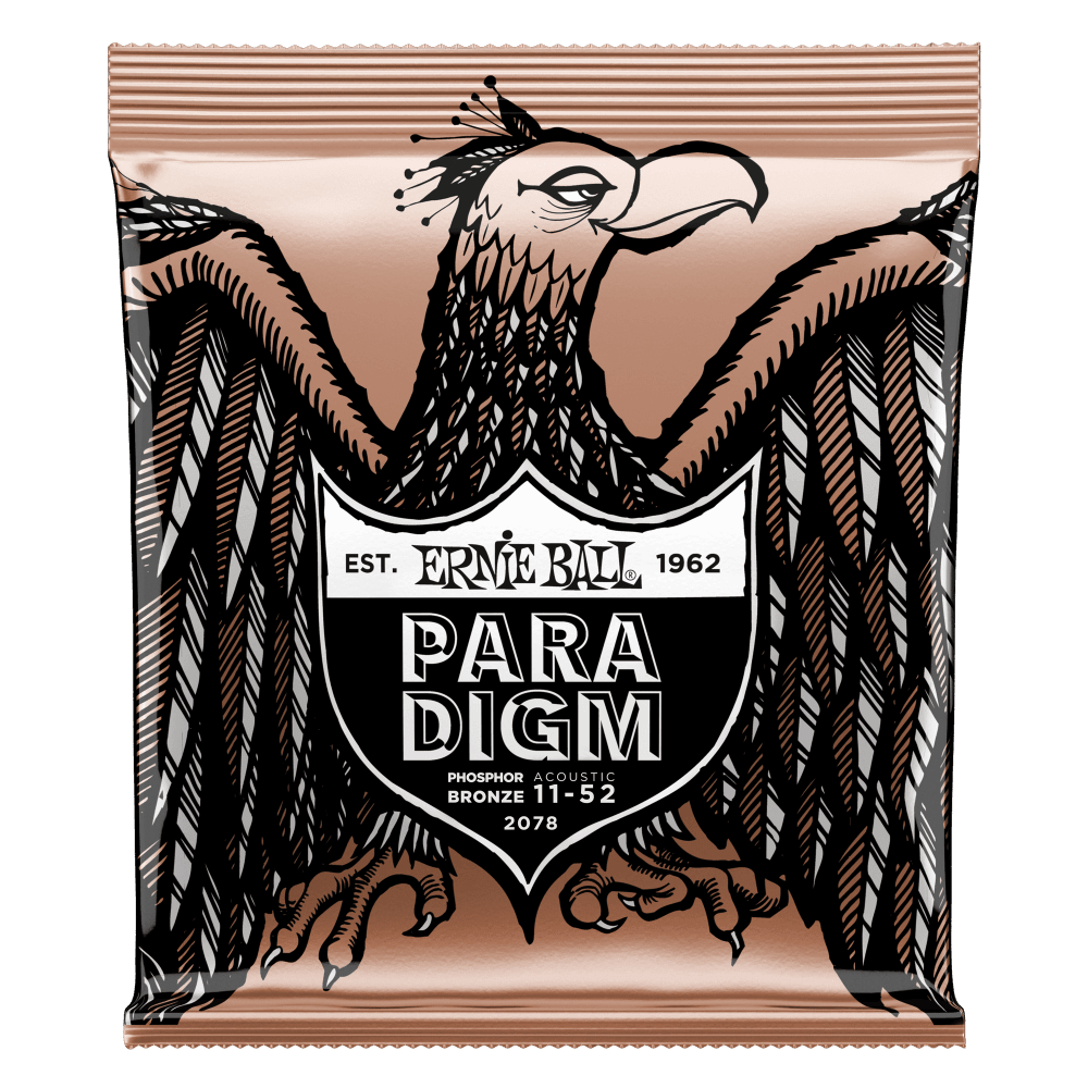 Ernie Ball Paradigm Coated Acoustic Guitar Set, Phosphor Bronze, Light .011-.052 - A Strings