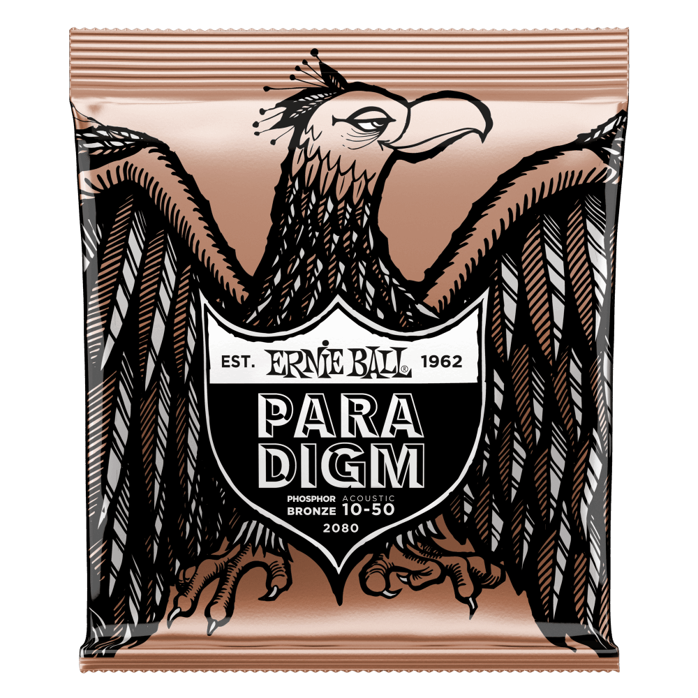 Ernie Ball Paradigm Coated Acoustic Guitar Set, Phosphor Bronze, Extra Light .010-.050 - A Strings