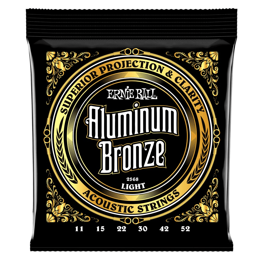 Ernie Ball Aluminium Bronze Acoustic Guitar String Set, Light .011-.052 - A Strings