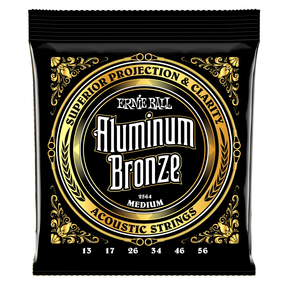 Ernie Ball Aluminium Bronze Acoustic Guitar String Set, Medium .013-.056 - A Strings