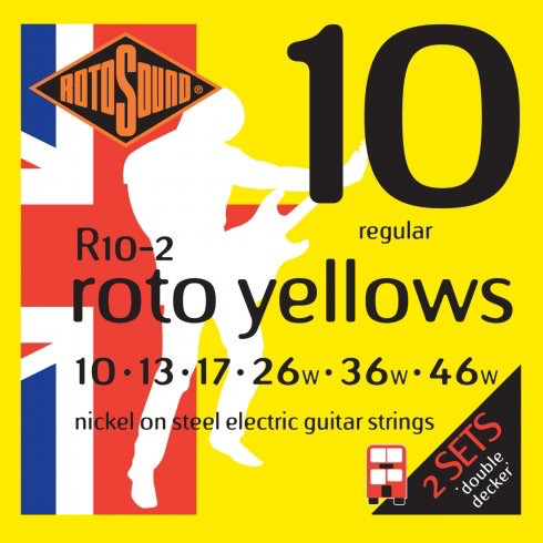 Lot de 2 jeux de cordes pour guitare électrique Rotosound Double Decker, .010-.046